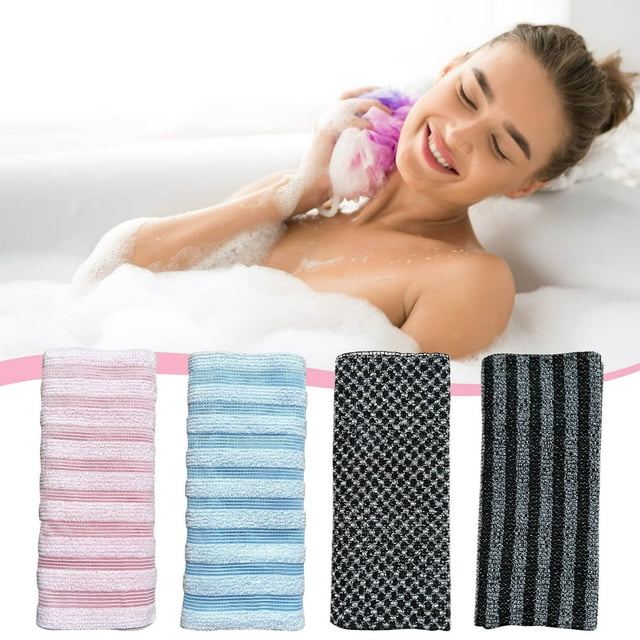 Fiudx Esponja de Baño para Adultos, Exfoliante y Limpiador de Doble Cara, Diseño Versátil para Exfoliar La Espalda, Lados Suaves y Rugosos para Rejuvenecer La Piel, Práctico Asa para Colgar, Tamaño 2