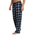 thumbnail image 3 of Adult Mens Fleece Pajama Jammies Pants Black and Blue Check L, 3 of 6