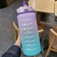 thumbnail image 1 of Botella de agua Motivational Morada de 2 litros sin BPA con adhesivo, 1 of 5