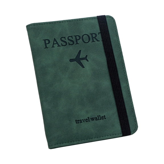 RFID Blocking Passport Holder Travel Wallet – Green Passport Cover & Organizer with Pen Loop
