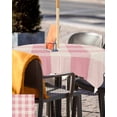 thumbnail image 5 of nqOlkjepod Pink Farmhouse Outdoor Tablecloth with Umbrella Hole & Zipper, Buffalo Plaid Check Lattice Geometric Square Table Cover 54x54 Inch, Dining Waterproof Table Cloth Protector for Patio/Party, 5 of 7