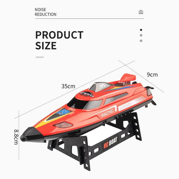 Lancha rápida con control remoto de 35 km / h 2.4G Barco refrigerado por agua con 2 baterías (Rojo) Ehuebsd libre de BPA