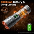 thumbnail image 7 of Tactical Flashlight High Lumens Rechargeable 5000mAh, 5000 Lumens LED Flashlight for Camping, Emergency, Hiking - Waterproof, 11 Modes, Zoomable, USB-C Charging, Digital Display, Durable Aluminum, 7 of 7
