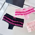 thumbnail image 4 of Alun Women's Lace Panties Ruffle Layering Cake Panties Comfortable Breathable Soft Low Rise Cute Bikini Underwear for Ladies Stylish Daily Wear Red One Size, 4 of 5