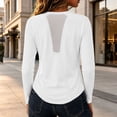 thumbnail image 6 of Women Solid High‑Stretch Yoga Top, Breathable Long Sleeve Workout Shirt with Mesh Back, Slim Fit Sports Pullover for Running Gym Training White M(M), 6 of 9
