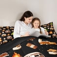 thumbnail image 4 of Erosebridal RV Trailers Camper Twin Comforter Sets,Happy Camping Bedding Set For Boys Kids,Reversible black,2pcs, 4 of 7