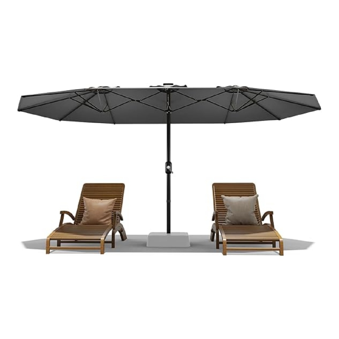 13FT Outdoor Umbrellas for Patio, Double-Sided Rectangular Patio Umbrella Market Umbrella with Base Waterproof and Windproof Fade Resistant Canopy for Deck Pool Garden Backyard