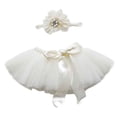thumbnail image 2 of SHENGXINY Porch Goose Outfit, Bridal Tulle Tutu with Daisy Flower Headband for Patio Garden Lawn Home Decorations White 23 in, 2 of 6