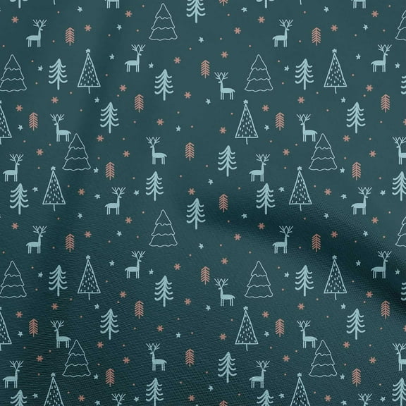 oneOone Polyester Spandex Black Fabric Christmas Doodle Dress Material Fabric Print Fabric By The Yard 56 Inch Wide