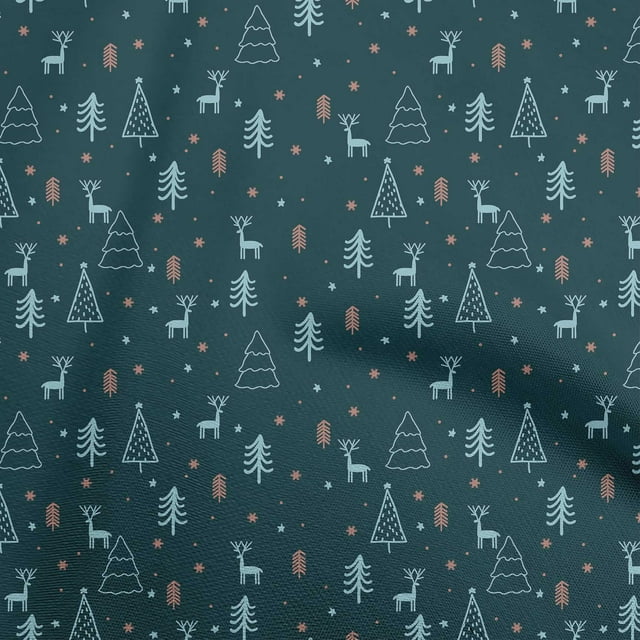 oneOone Tissu en Coton Noir Cambrique pour Robe de Noël, Tissu Imprimé au Mètre 42 Pouces de Large