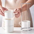thumbnail image 5 of Porcelain Stackable Cappuccino Cups with Saucers and Metal Stand, B, 5 of 5