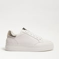 thumbnail image 3 of Sam Edelman Wess White Leather Lace Up Rounded Toe Fur Detailed Low Top Sneakers, 3 of 6
