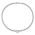 thumbnail image 2 of 10K White Gold Diamond-Cut Hollow Heart with Rope Chain Anklet Valentine Day Gift for Women 10", 2 of 8