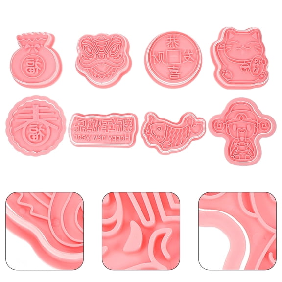 WRITWAA 8-Piece New Year Cookie Cutters Set for Baking, Plastic Material, Kids and Adults Baking Tools