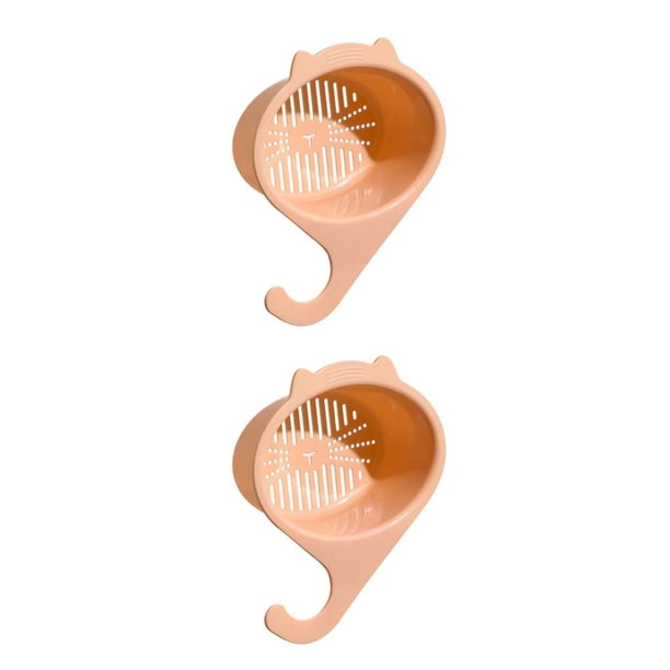 Bewildely Escurridor de fregadero, colador de cocina, soporte de esponja para el hogar, grifo de drenaje de almacenamiento, estante lavable, Rosado 2piezas