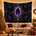 thumbnail image 3 of Amethyst Crystals in an Ornate Gold Frame, Mystical Gothic for Crystal Lovers, Gemstone Wall Art, Halloween Gift, Tapestry Wall Hanging for Bedroom, Living Room and Studio, 3 of 7