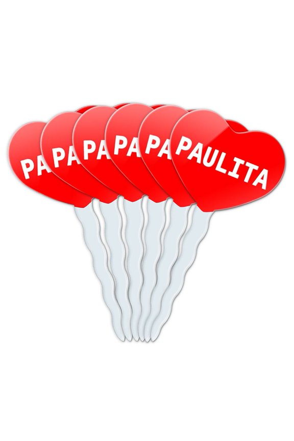 Paulita Heart Love Cupcake Picks Toppers - Set of 6