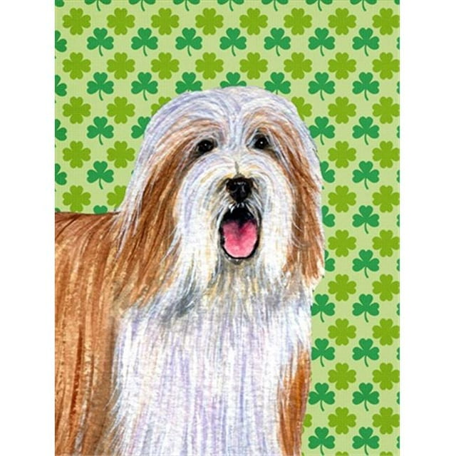 Bearded Collie St. Patricks Day Shamrock Portrait Flag Garden Size