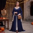 thumbnail image 5 of Renaissance Dress Women, Womens Renaissance Costume, Medieval Dress for Women Steampunk Witch Dress Cosplay Halloween Princess Costume Gothic Retro Flare Sleeve Ball Gown, Dark Blue M, 5 of 6
