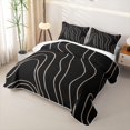 thumbnail image 3 of Homewish Minimalist Lines Quilt Full,Aesthetic Geometric Full Bedspread Sets,Brown Black,3-Piece, 3 of 7