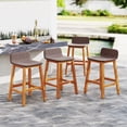 thumbnail image 2 of Gymax Solid Acacia Wood Bar Stools Set of 4 Rattan Bar Height Patio Chairs for Porch, 2 of 10