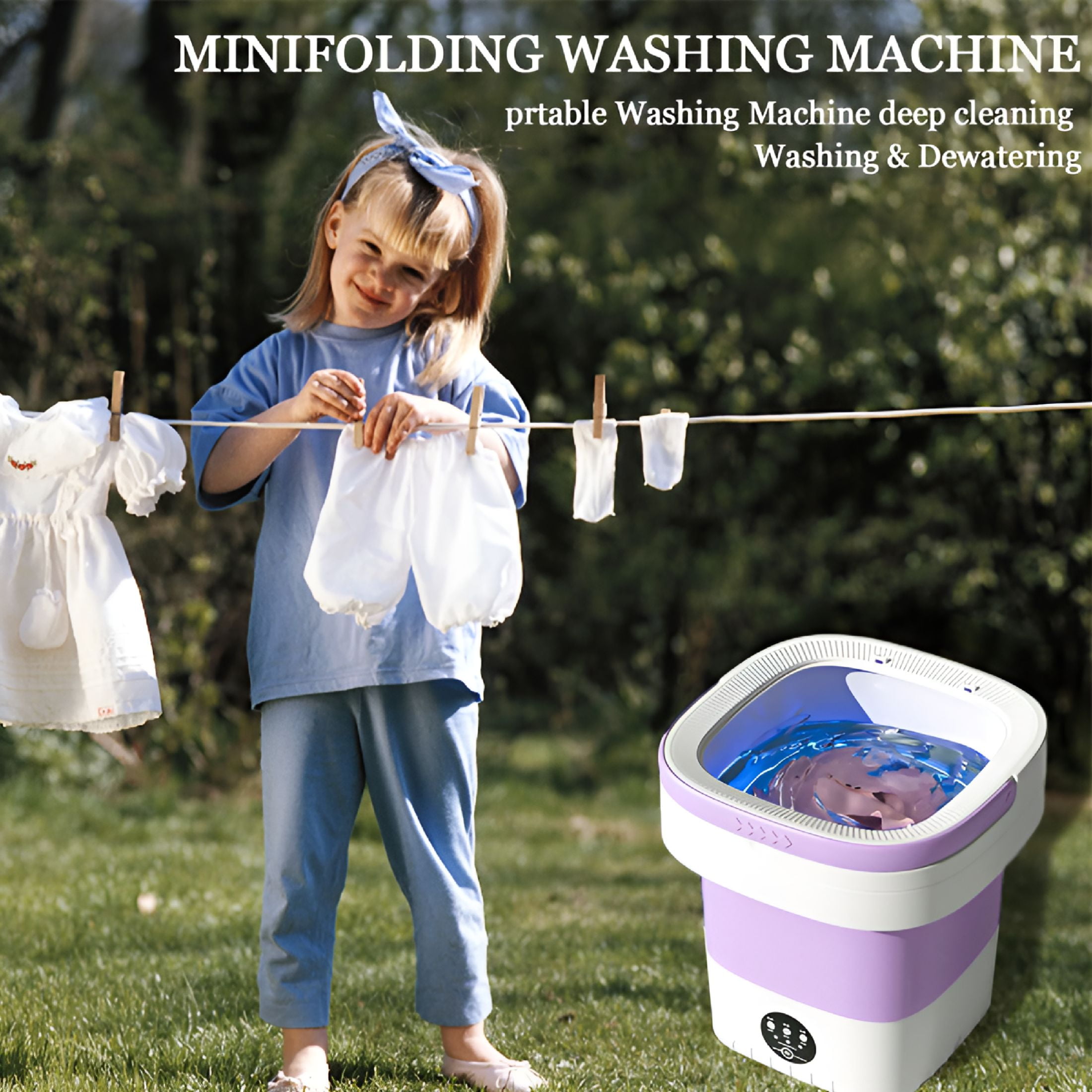 HIBIBUD 2026 New Portable Washing Machine,Mini Washer,12L Upgraded Large Capacity Foldable Washer,Deep Cleaning of Underwear,Baby Clothes&Other Small Clothes. Suitable for Hotel &Travel (Purple)