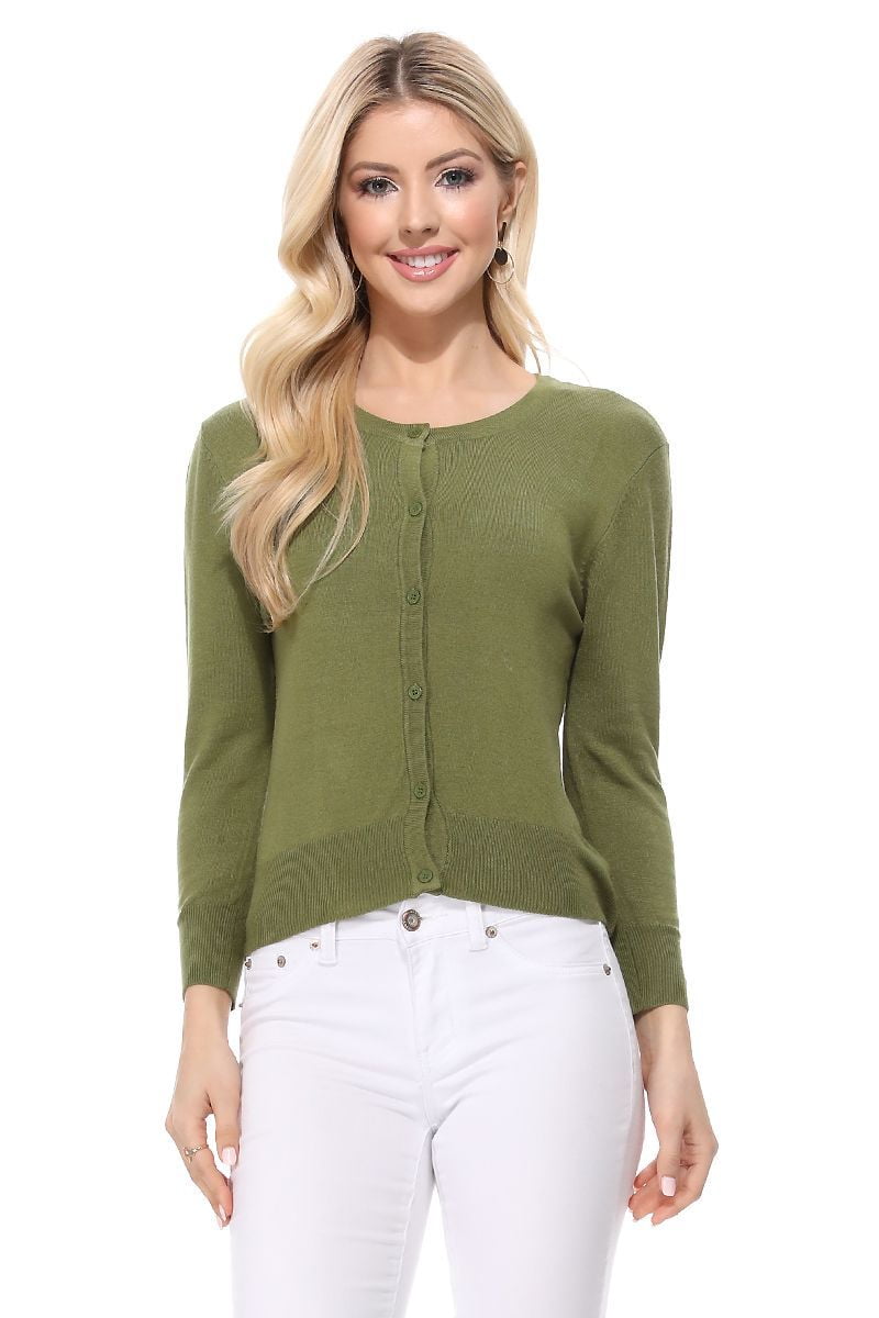 Button Up 3/4 Sleeve Cardigan