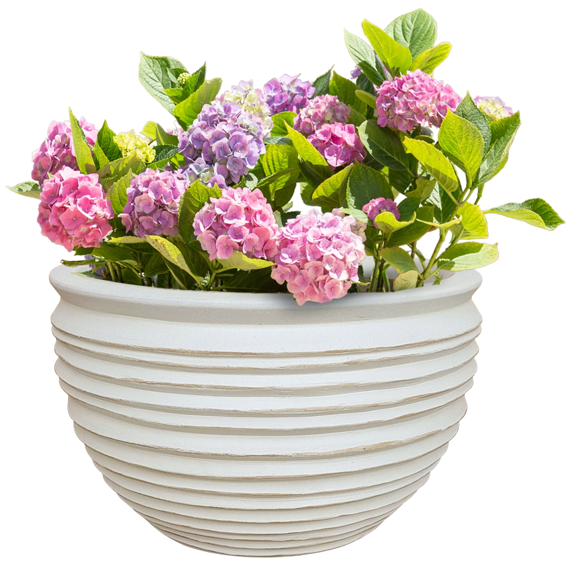 Better Homes & Gardens Medium 8in Diameter Round White Dune Ceramic Planter