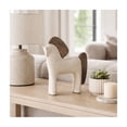 thumbnail image 2 of Decorative Horse Figurine for Home Decor - Accent for Bathroom Counter, Office, Living Room or Shelf Styling - Pottery and Wood Sculpture Ornament for Coffee Table Display - 12", Ivory & Tan, 2 of 13