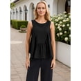 thumbnail image 2 of DARING DIVA Women's Babydoll Tank Summer Peplum Sleeveless Casual Flowy Shirts M Black, 2 of 7