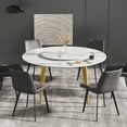 thumbnail image 2 of Magic Home 59” White Sintered Stone Round Dining Table with 31.5” White Slate Round Turntable for 6 People with Gold Sturdy Metal Legs, 2 of 7