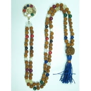 Mogul Yoga Jewelry Navratna Stone Rosary Mala Prayer Beads Meditation Pendant Necklace