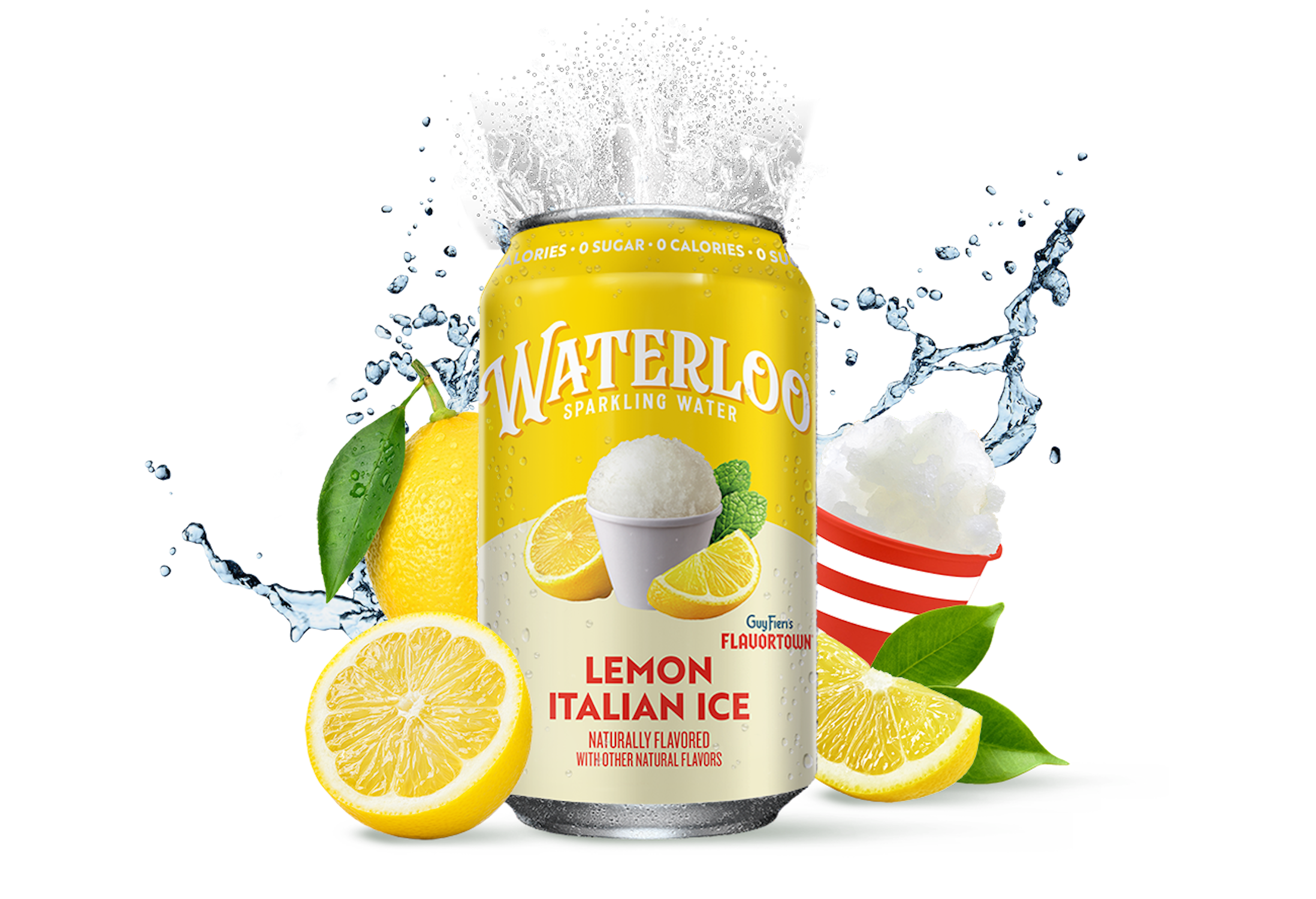 Waterloo Sparkling Water, Lemon Italian Ice, 12 fl oz, 12 Pack Cans