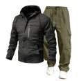 thumbnail image 2 of VBTAPA Men's Tracksuits 2 Piece Hoodie Sweatsuit Outdoor Hiking Outfits Zip Up Windproof Jacket with Drawstring Cargo Pants Suit with Multi Pockets Army Green M, 2 of 4