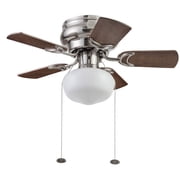 Prominence Home Hero 28 Brushed Nickel Low Profile Ceiling Fan with Light