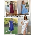 thumbnail image 3 of Zeagoo Summer Dresses for Women 2025 Casual Midi Dress A Line Pleated Sundress Short Sleeve Dress Flare Sundress, 3 of 10
