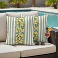 thumbnail image 4 of Sage Green Stripes Outdoor Waterproof Pillow Covers, Summer Spring Botanical Lemon Leaves Decorative Square Throw Pillowcase Sofa Cushion Sham for Patio/Couch/Chair, 16"x16" 2 Pack, 4 of 8