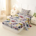 thumbnail image 2 of Castle Fairy Race Car Pattern Twin Sheet Sets 3pcs for Kids, Trophy Art Bedding for Bedroom, Red Yellow, 2 of 6