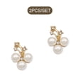 thumbnail image 4 of 2 Pieces Hairpin Headdress Flat Back Non-perforated Design Shiny Rhinestones Beautiful Pearl Flower Buckle for Dancing Party Type 8, 4 of 7