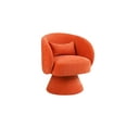thumbnail image 4 of Swivel Barrel Chair, Modern Linen Fabric Accent Chair Armchair with Pillow and Circular Base, 360 Degree Swivel Comfy Single Sofa Chair Club Chair for Living Room Bedroom Office, Orange, 4 of 7