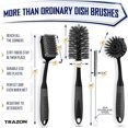 thumbnail image 2 of Dish Brush Set of 4 - Kitchen Scrub Brushes with Non-Slip Long Handle for Cleaning, Scrubber, Dishwashing, Dishes, Bottles, Straws, Cups, Pots & Sink,, 2 of 5
