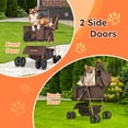 thumbnail image 3 of Monasem 3 in 1 Pet Stroller 4 Wheels Foldable Cat Dog Stroller with Storage Basket and Canopy,Detachable Pets Carrier,up to 60lbs, Brown, 3 of 10
