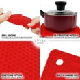 thumbnail image 5 of Zulay Kitchen 4 Pack Silicone Trivet Mat Set 7”x7” Silicone Pot Holders - Red, 5 of 6