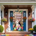 thumbnail image 4 of Fwttom Easter Decorations Cute Easter Egg And Rabbits Background Fabric Spring Party Scene Banners Background Decoration Easter Decorative Door Curtain Suitable For Easter Decorations, 4 of 6