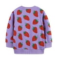 thumbnail image 4 of Odeerbi Toddler Girls Crewneck Sweatshirts Cartoon Printed Base Layer Fall Strawberry Printing Pullover Sweatshirts New Children's Round Neck Casual Undershirt Tops Purple, 4 of 6
