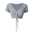 thumbnail image 4 of Lovzfmll Women Sports Impact Support Yoga Crop Tops Gym Workout Shirts Blouse Gray L, 4 of 6