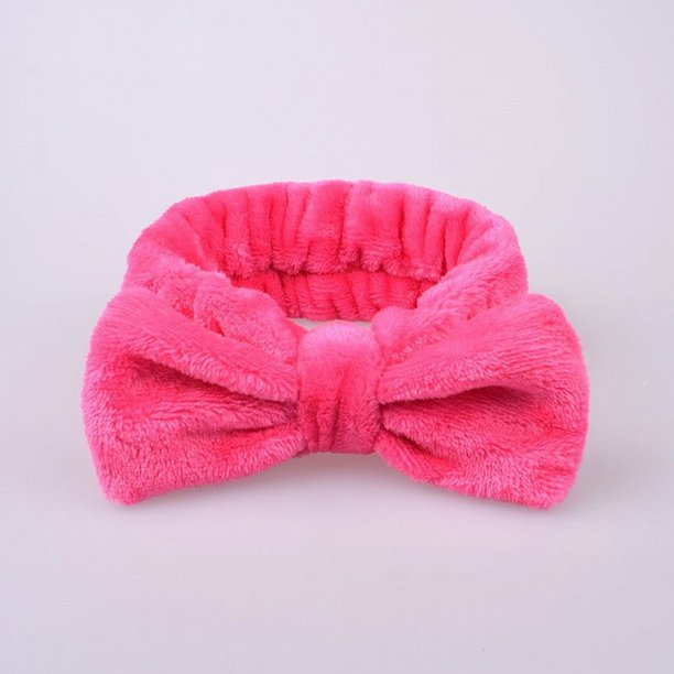 Diadema de felpa con lazo de vellón coral de color liso y simple para mujer, banda elástica para el pelo con desmaquillaje facial, accesorios para el cabello de belleza
