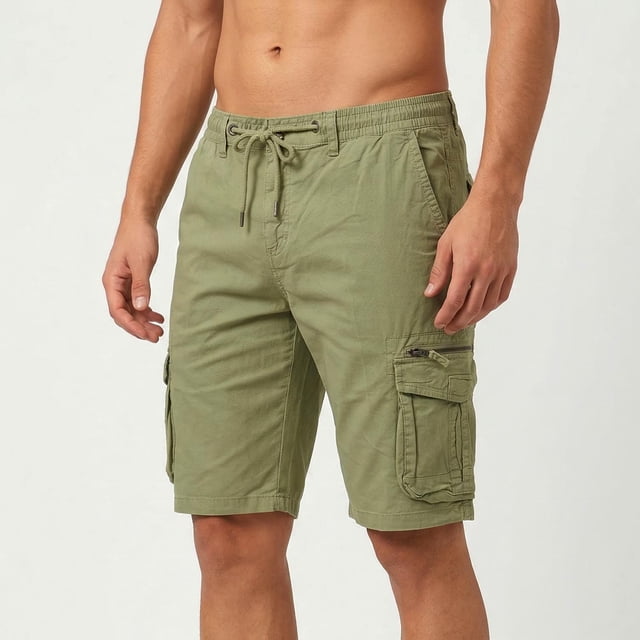 Bermudas Cargo De Hombre Con Ajuste Holgado Y Bolsillos verde T38