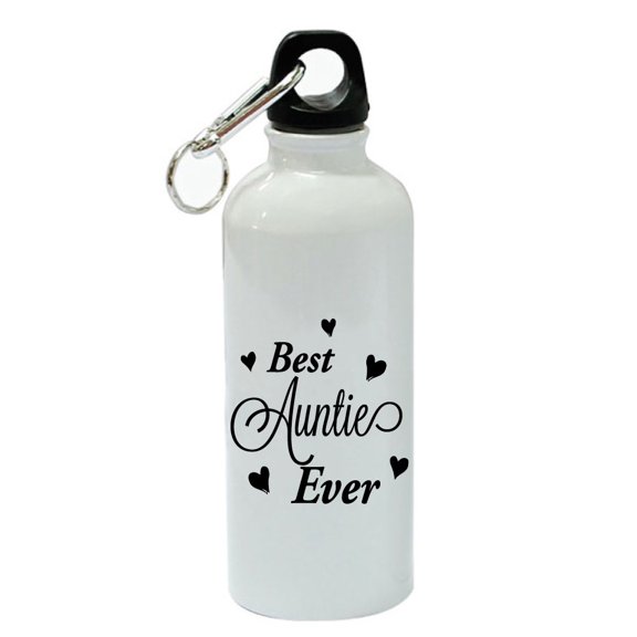 Best Auntie Ever Hearts White Aluminum Sports 20 oz Water Bottle