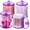 4 pack-purple-10&12oz, variant on 2 Pack Qtip Holder,Canister Apothecary Jar Set, Bathroom Jars with Lids Set for Cotton Swabs, Balls, Pads, Floss Picks,10oz-12oz Plastic Canisters Restroom Bedroom Vanity Organizer(Black)
